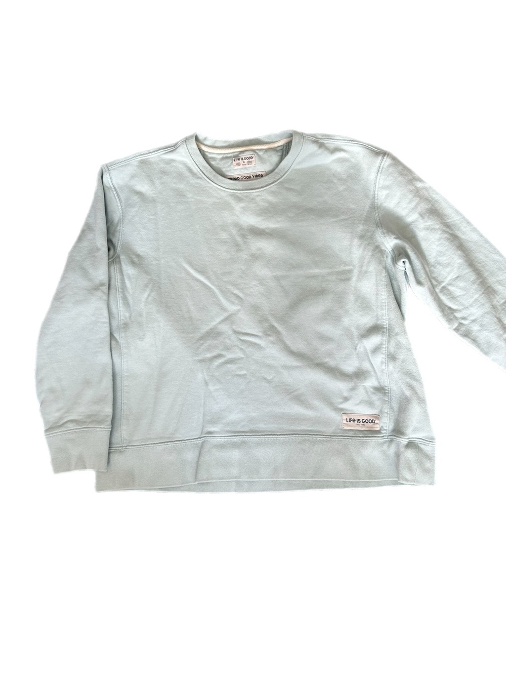 Life Is Good Women's Crewneck Sweatshirt in Pale Blue XL